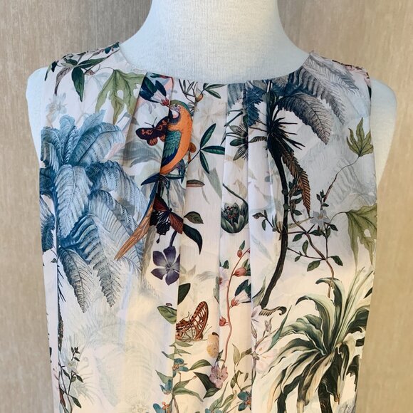 H&M Tropical Parrot Print Halter Neck Sleeveless Dress Size US 6 - Picture 6 of 9